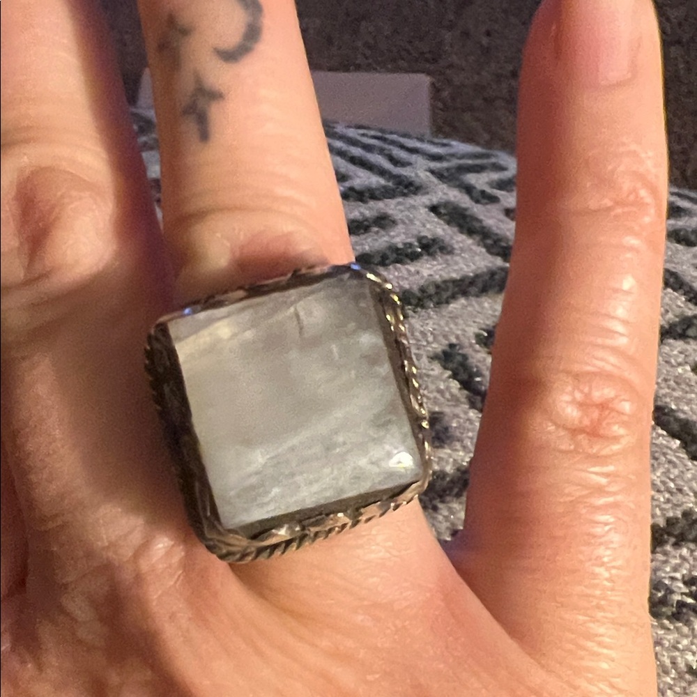 Trendy Boutique Silver and moonstone adjustable ring